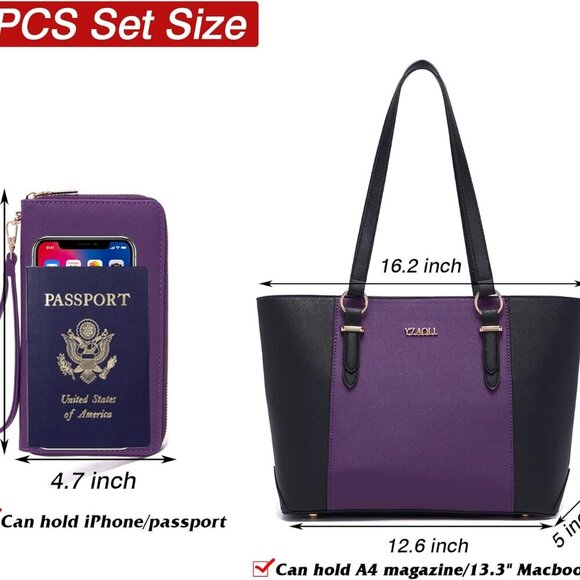 Purses for Women Faux Leather Medium Large Tote Satchel Shoulder Purse Handbag W - Picture 4 of 7